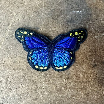 Tygmärke blå fjäril