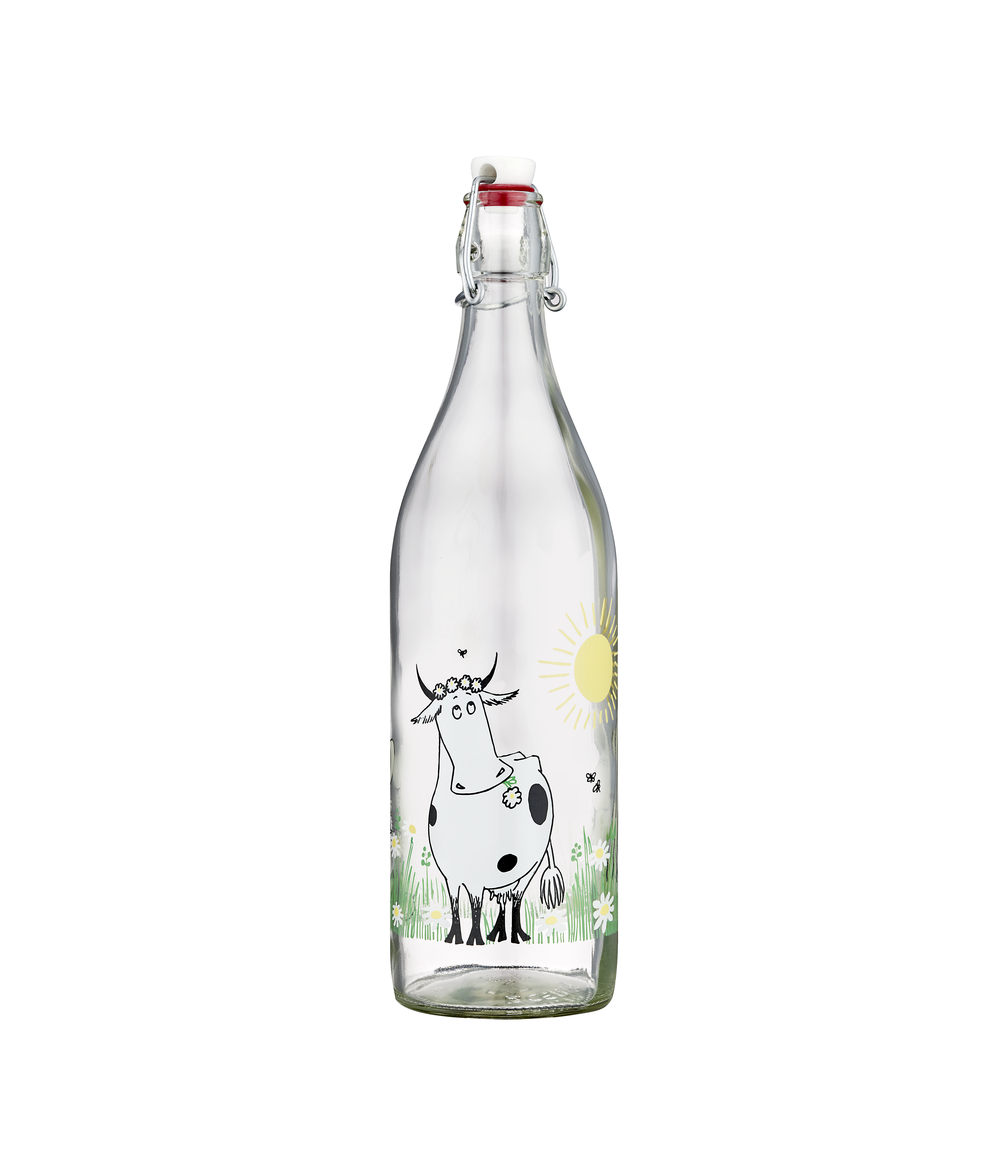 Mumin Glasflaska med patentkork 1 L - Äng - 2
