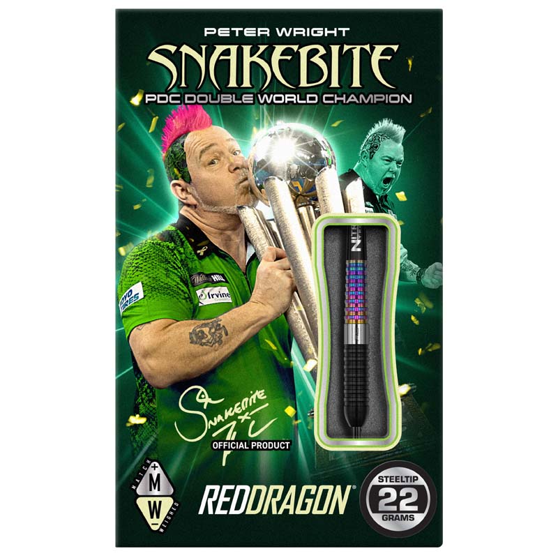 廃盤　Red Dragon Snakebite Peter Wright 22g RED DRAGON Peter Wright Snakebite 1 Darts - 85% Tungsten - 22g