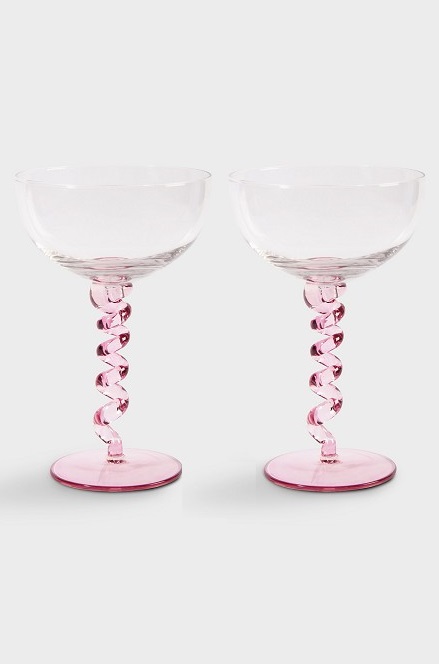 Coupé glass - Cocktail glass - Spiral - Glass Coupé - Pink - 2-pack - 2