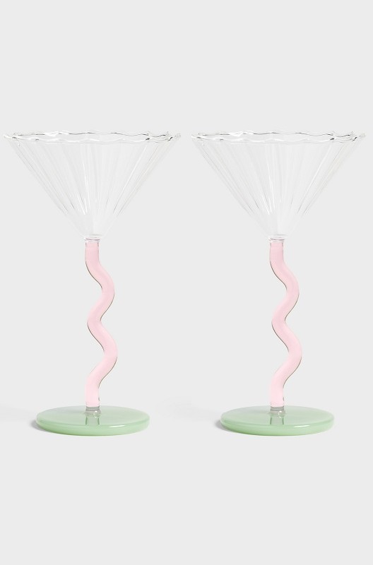 Coupe glass - Cocktail glass - Curve - Pink 2-pack - 5