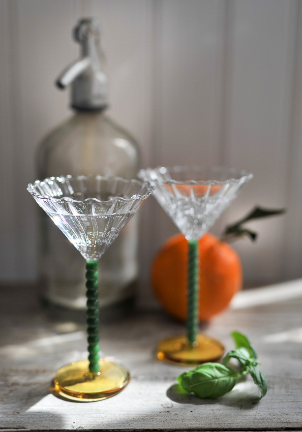Coupeglas - Cocktailglas - Pärlor - Glas Coupé - Grön - 2-pack - 2