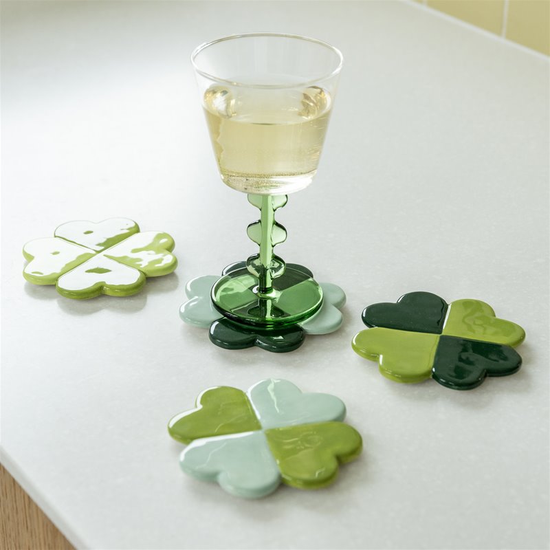 Wine glasses - Green base - Petals - 2-pack - 4