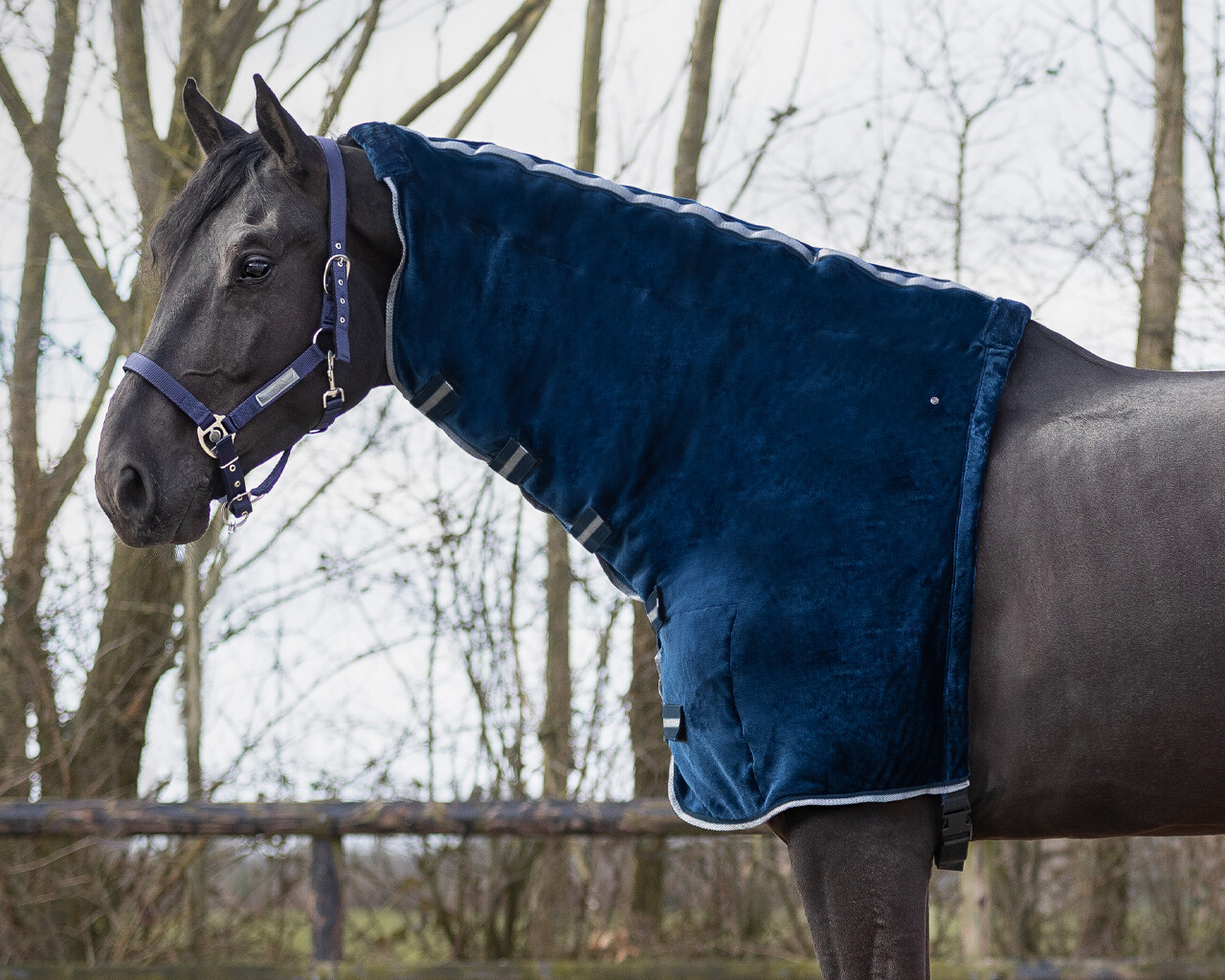 QHP Lös Halsdel Fleece Fluff - Navy