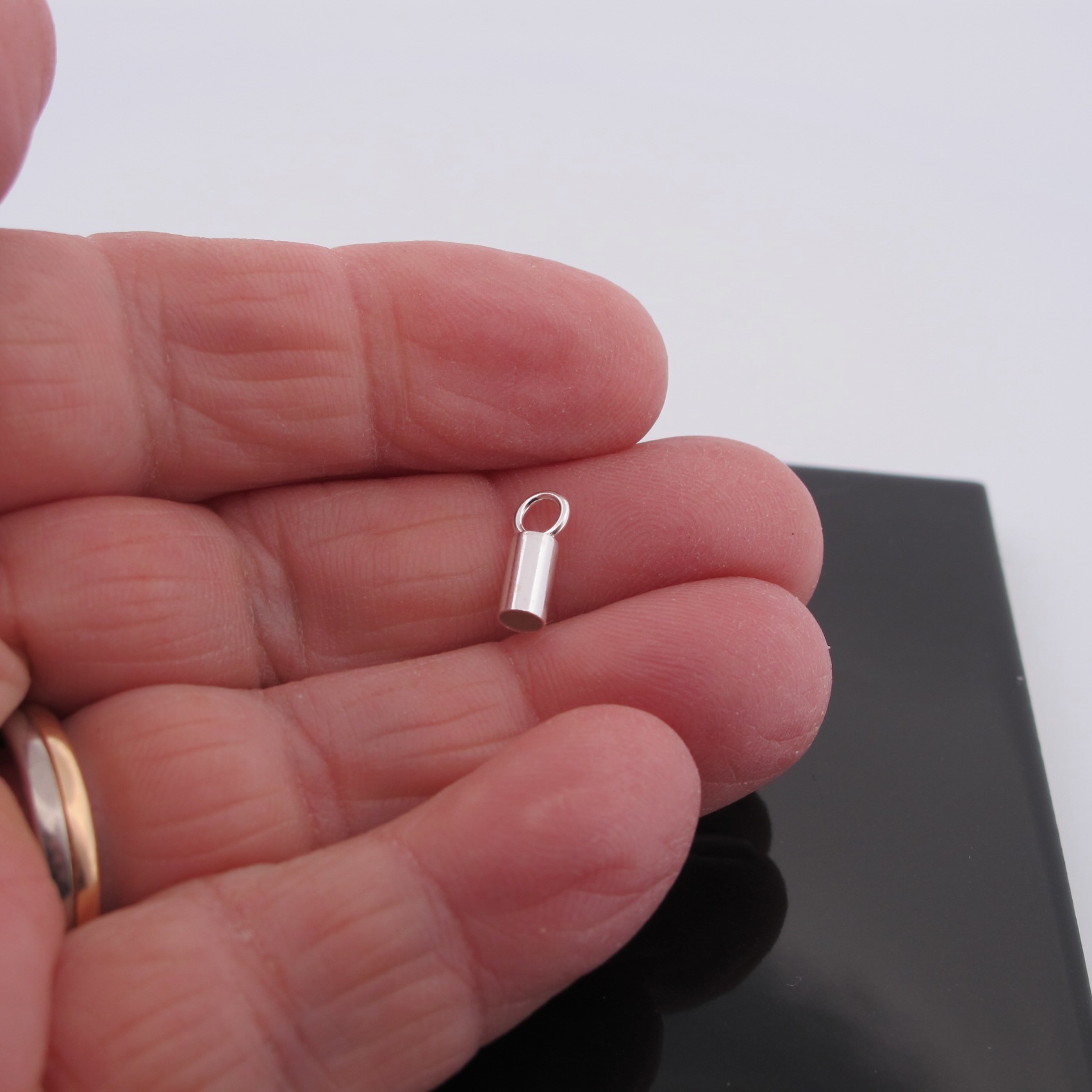 Sterling silver Tube ending for cord 3 mm - 4