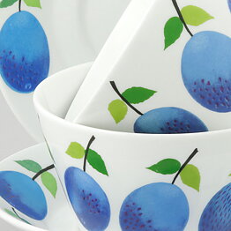 Stig Lindberg (Prunus 1962) Two Teacups with Plum Decor 12 cm