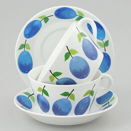 Stig Lindberg (Prunus 1962) Two Teacups with Plum Decor 12 cm