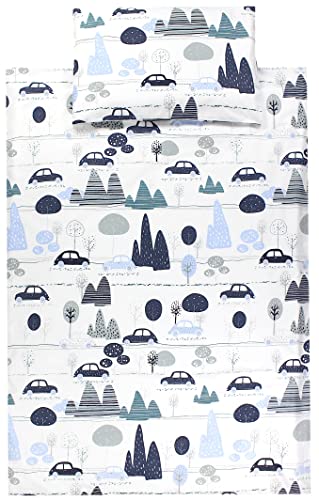 Påslakanset, Spjälsäng Bilar 90x120 Vit 