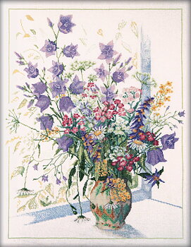 RTO Korsstygnskit 37x46 Bouquet with Bluebell Aida 7,0