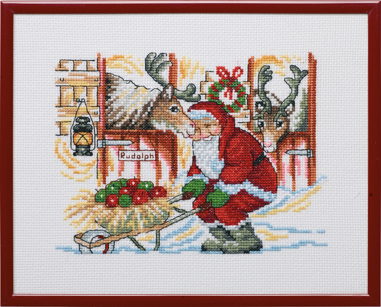 Tavla tomte och renar Permin 92-1276 Aida 5,4