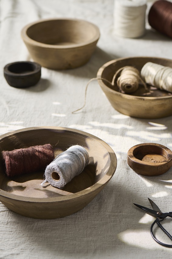 Wooden bowl - Round - Indian - Unique - 35x7 cm - 3