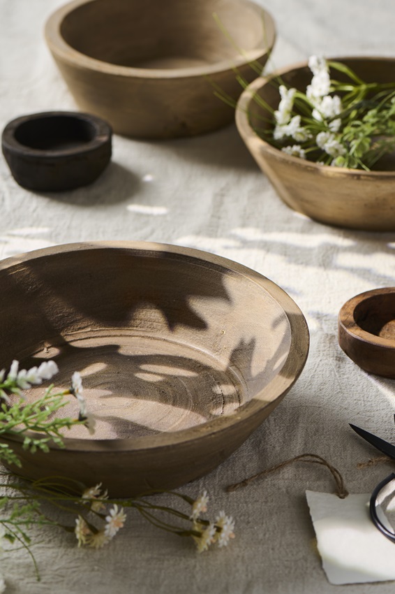 Wooden bowl - Round - Indian - Unique - 35x7 cm - 2