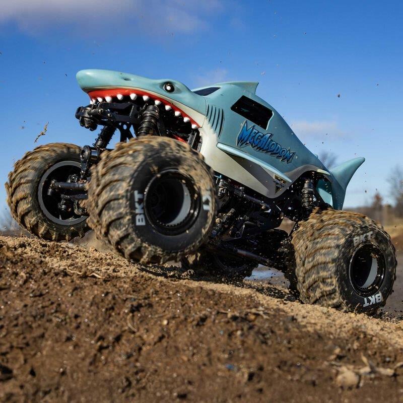 LOSI 1/18 Mini LMT Megalodon 2S 4X4 RTR Brushed MT (Bttry & Chrgr Incl.), Blue - 9