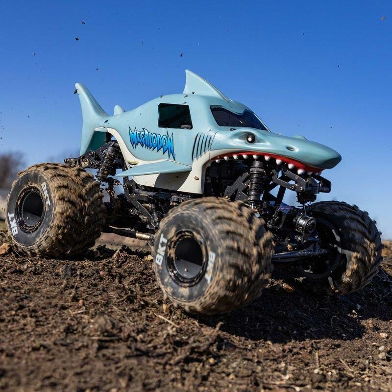 LOSI 1/18 Mini LMT Megalodon 2S 4X4 RTR Brushed MT (Bttry & Chrgr Incl.), Blue - 4