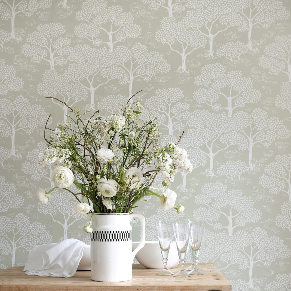 Tapet Woodland notes Sage green Littlephant