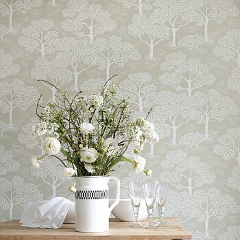 Tapet Woodland notes Sage green Littlephant