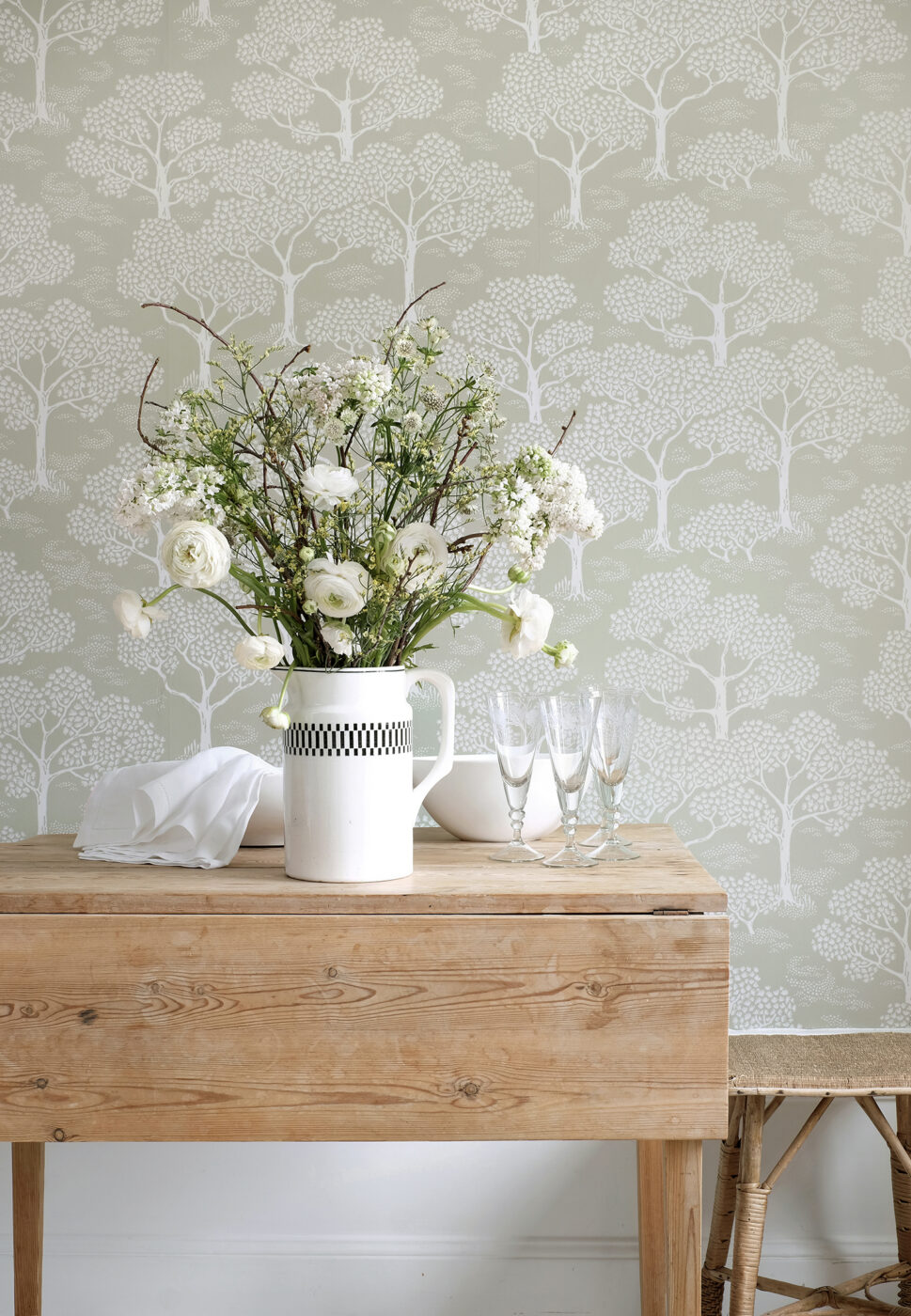 Tapet Woodland notes Sage green Littlephant - 3