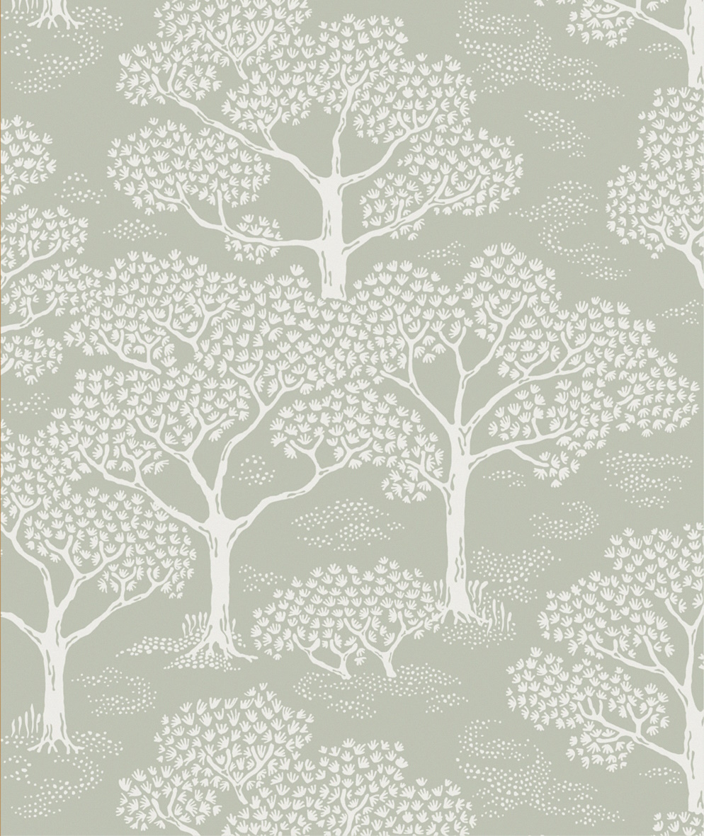 Tapet Woodland notes Sage green Littlephant - 2