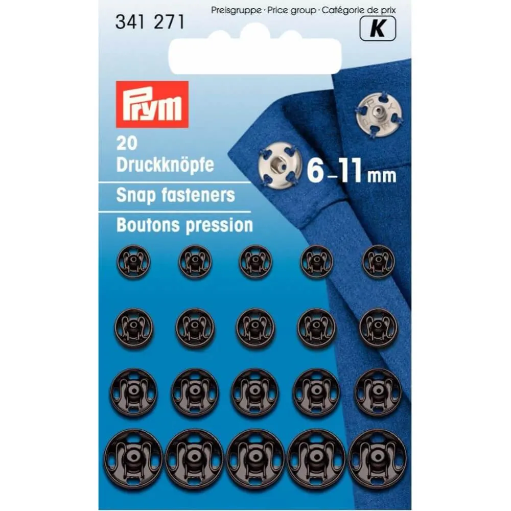 Tryckknappar 6-11 mm svart Prym