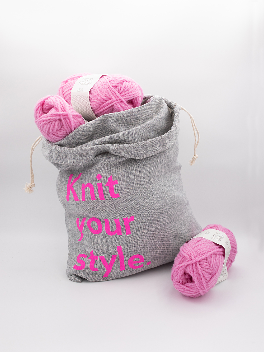 Stickväska Knit your Style - neonrosa - 2