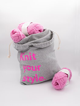 Stickväska Knit your Style - neonrosa
