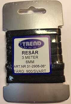 Resår 6 mm 3 m svart