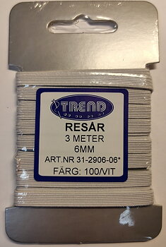Resår 6 mm 3 m vit
