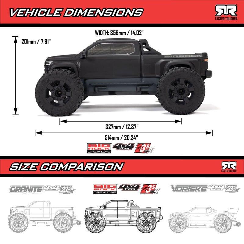 ARRMA 1/10 BIG ROCK 223S DSC 4X4 RTR Brushless Monster Truck, Blue - 27