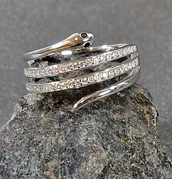 Silverring med Zirkoner - Orm