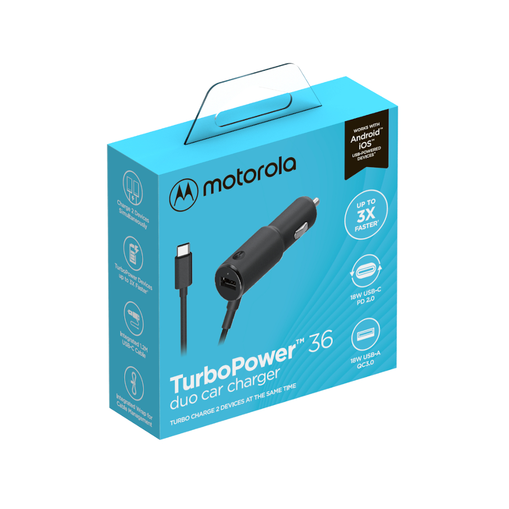 Motorola Mobility TurboPower 36 Dual Port Billaddare med USB-C - 7