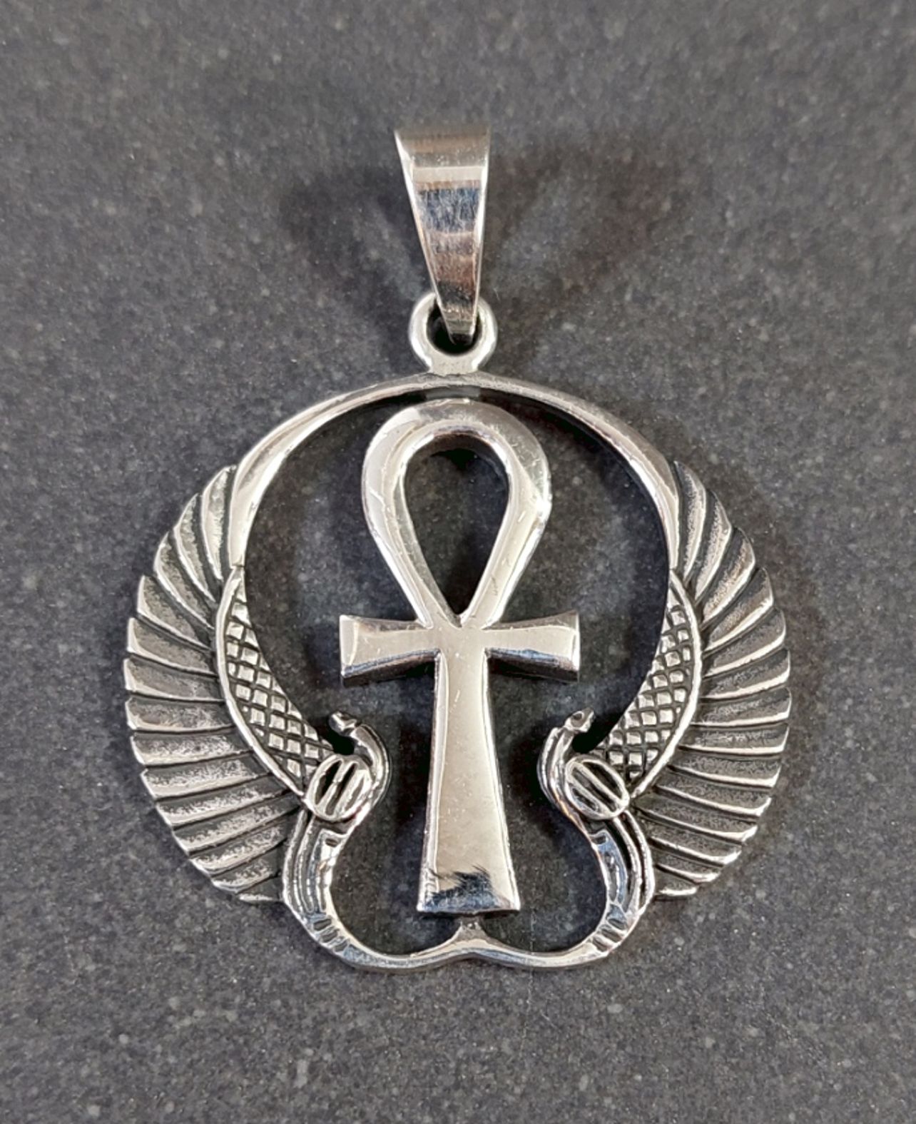 Ankh Kors med Vingar- hänge i silver
