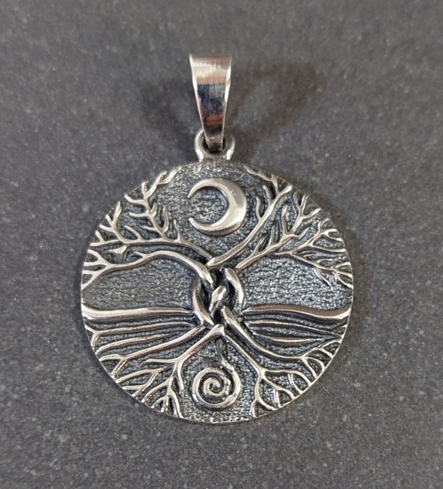 Livets Träd med Måne och Spiral - hänge i silver