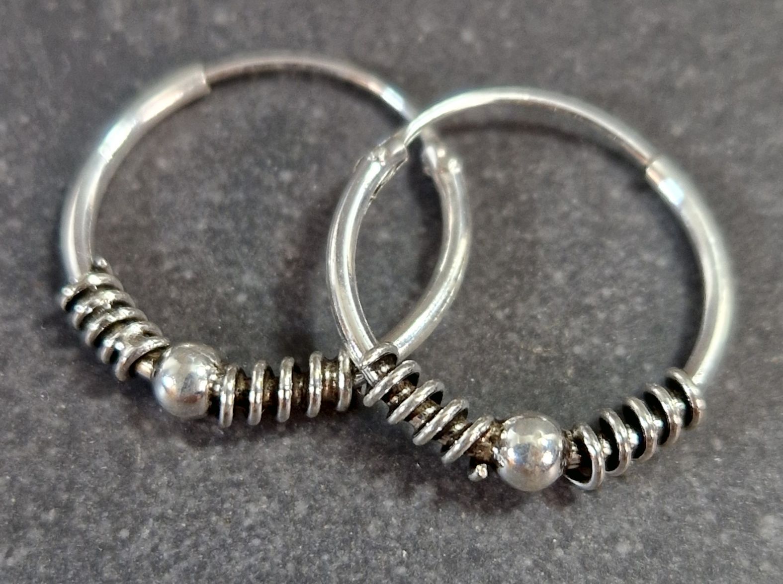 Bali Örhängen i Silver - Spiral, stora - 2