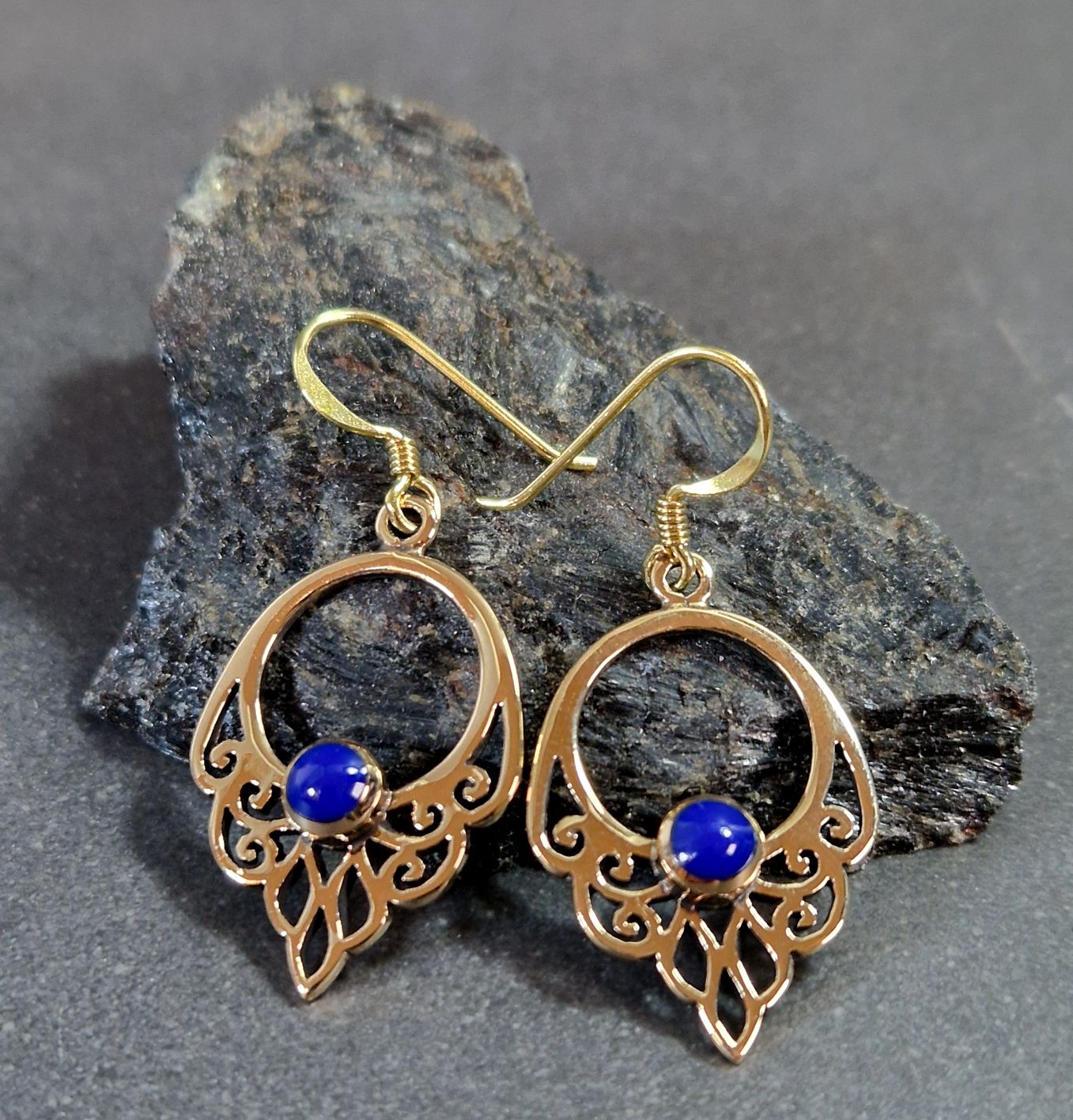 Örhängen Brons - Mandala med Lapis Lazuli