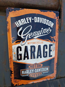 Plåtskylt Harley Davidson Garage