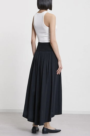 OttodÁme - Poplin Skirt With Waistband  Night