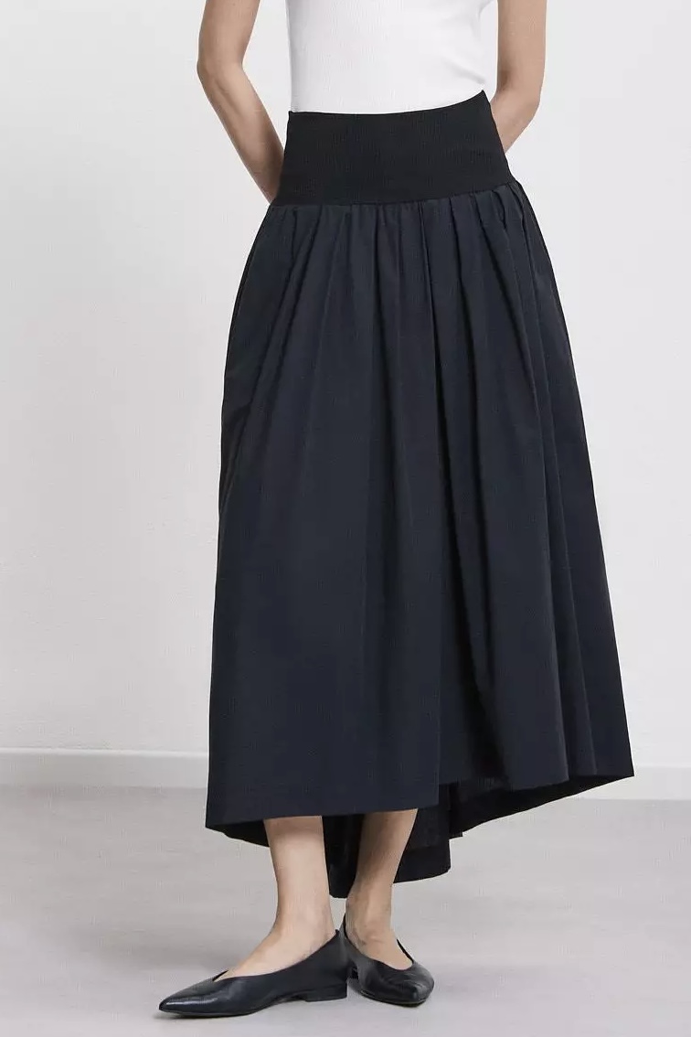 OttodÁme - Poplin Skirt With Waistband  Night