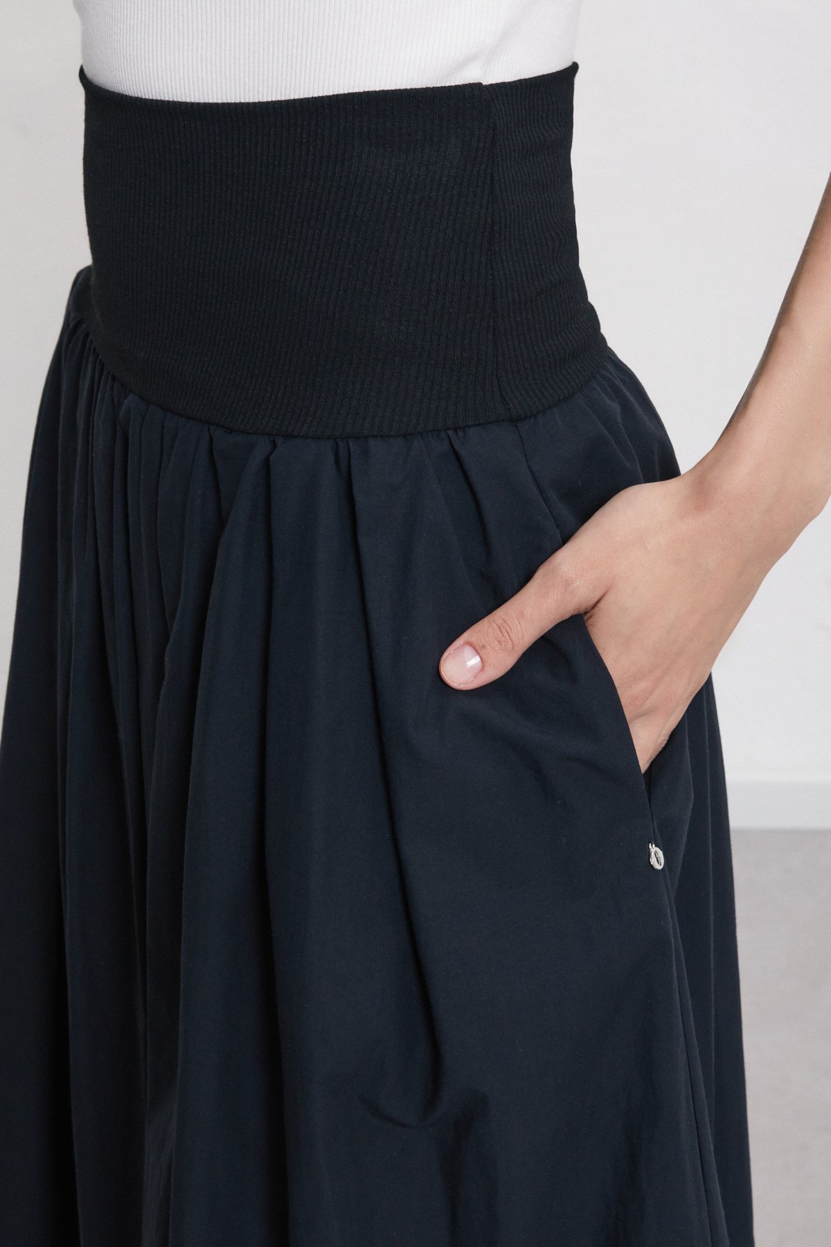 OttodÁme - Poplin Skirt With Waistband  Night - 5