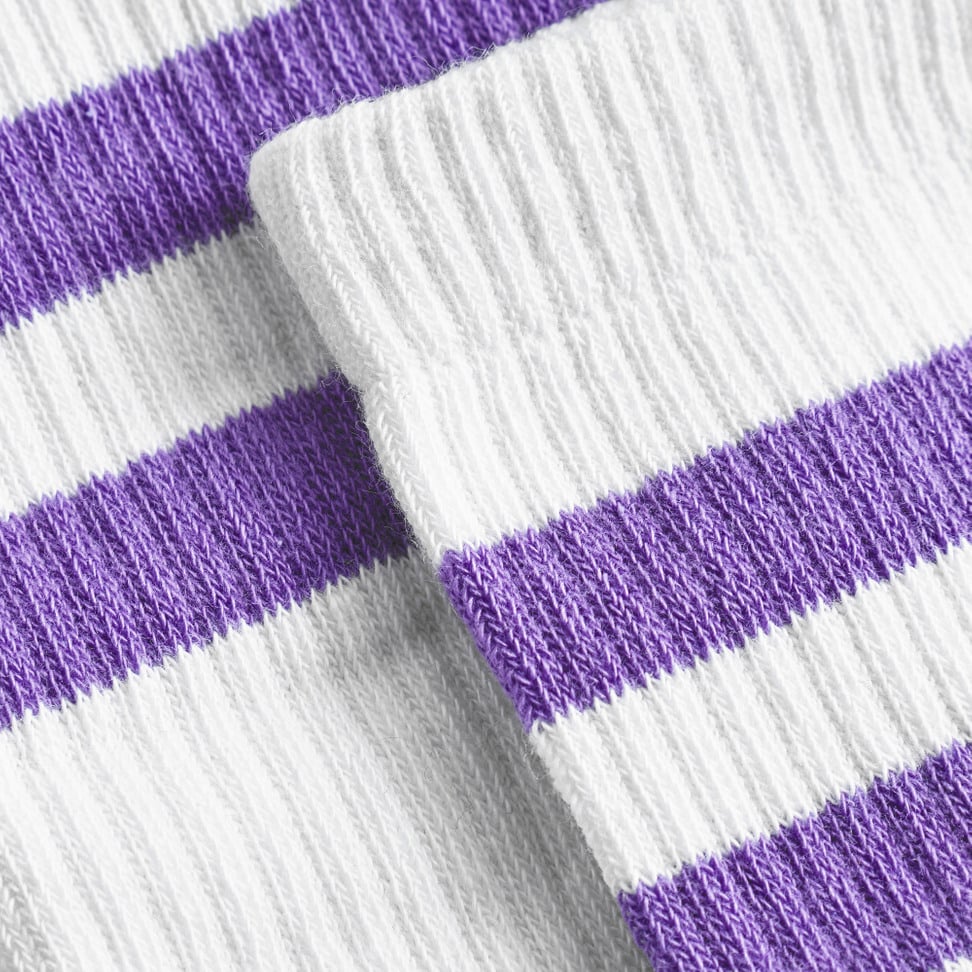 Ribbade strumpor (Ullevi) "Stripes", lila - Dedicated