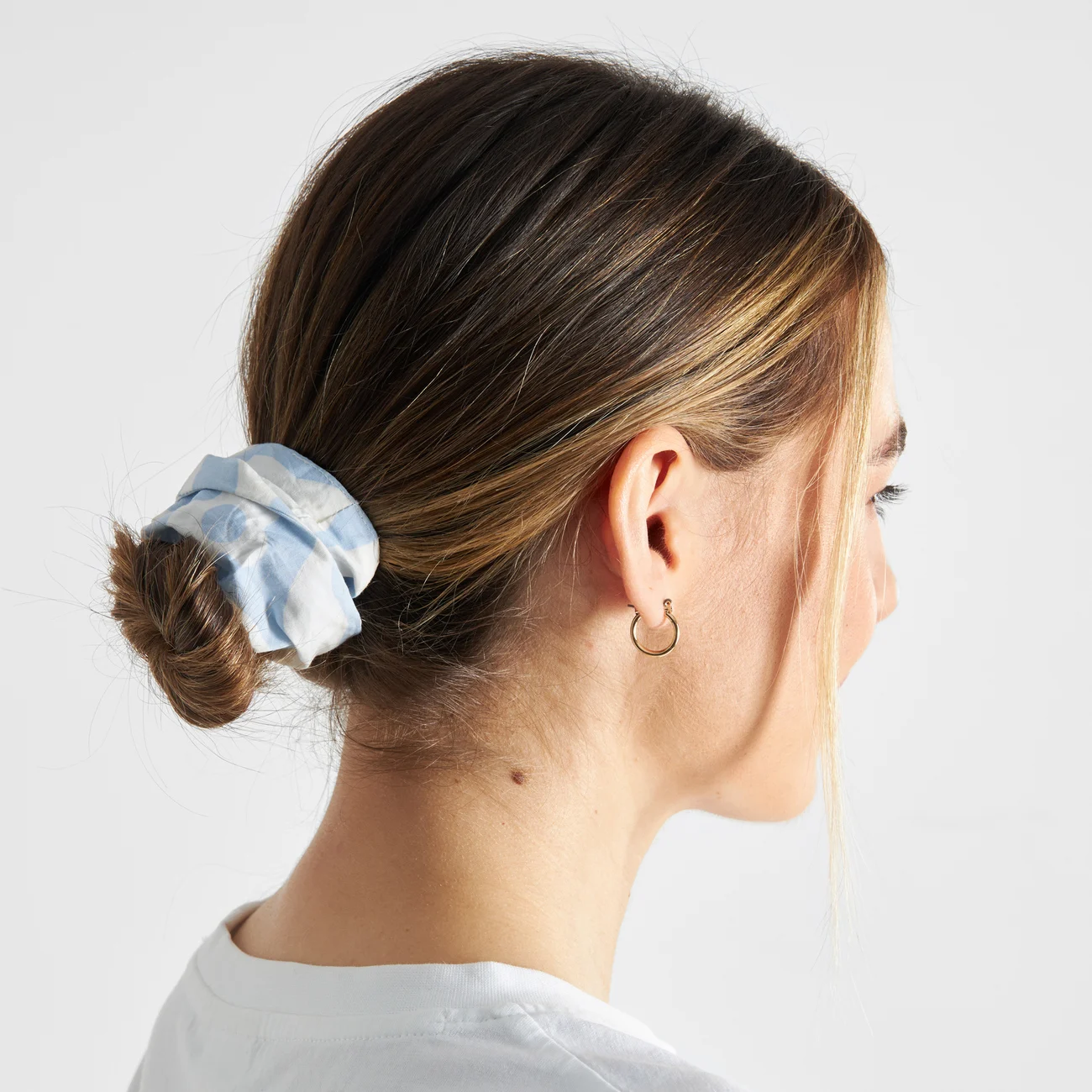 Scrunchie (Poplin Wonky Beach), blue - Dedicated