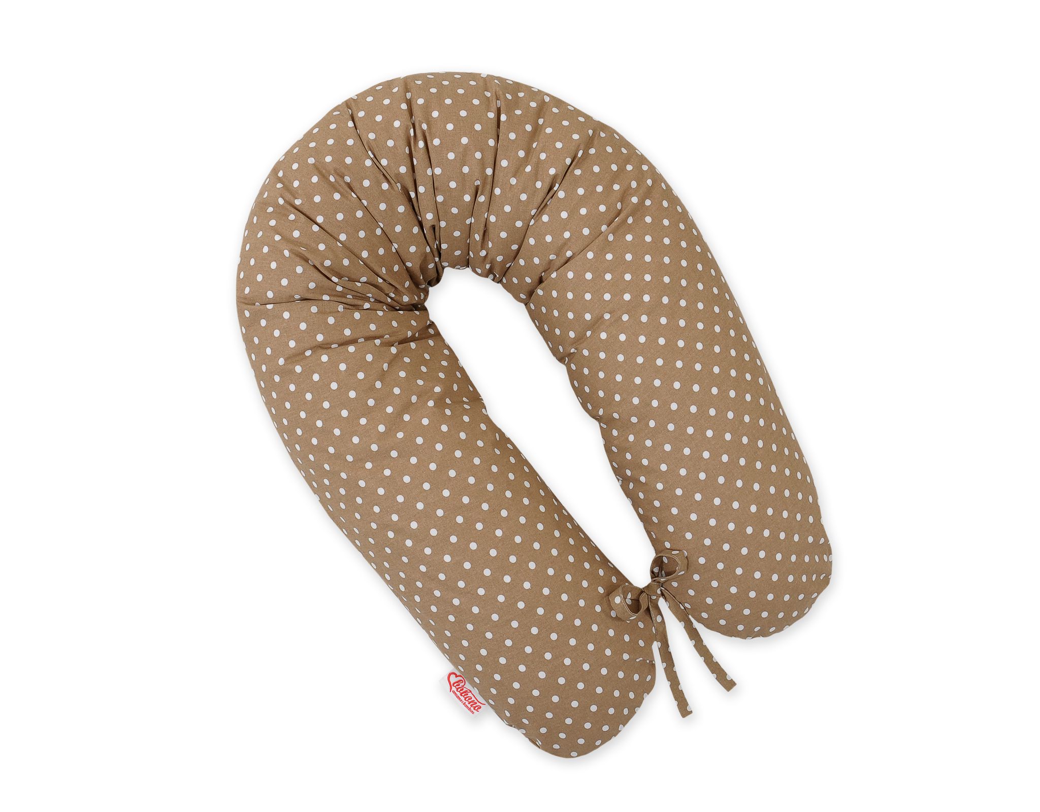 Bobono Amningskudde, Gravidkudde Lång, White polka dots on brown