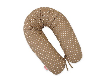 Bobono Amningskudde, Gravidkudde Lång, White polka dots on brown