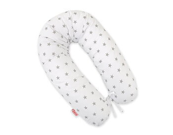 Bobono Amningskudde, Gravidkudde Lång, White with grey stars
