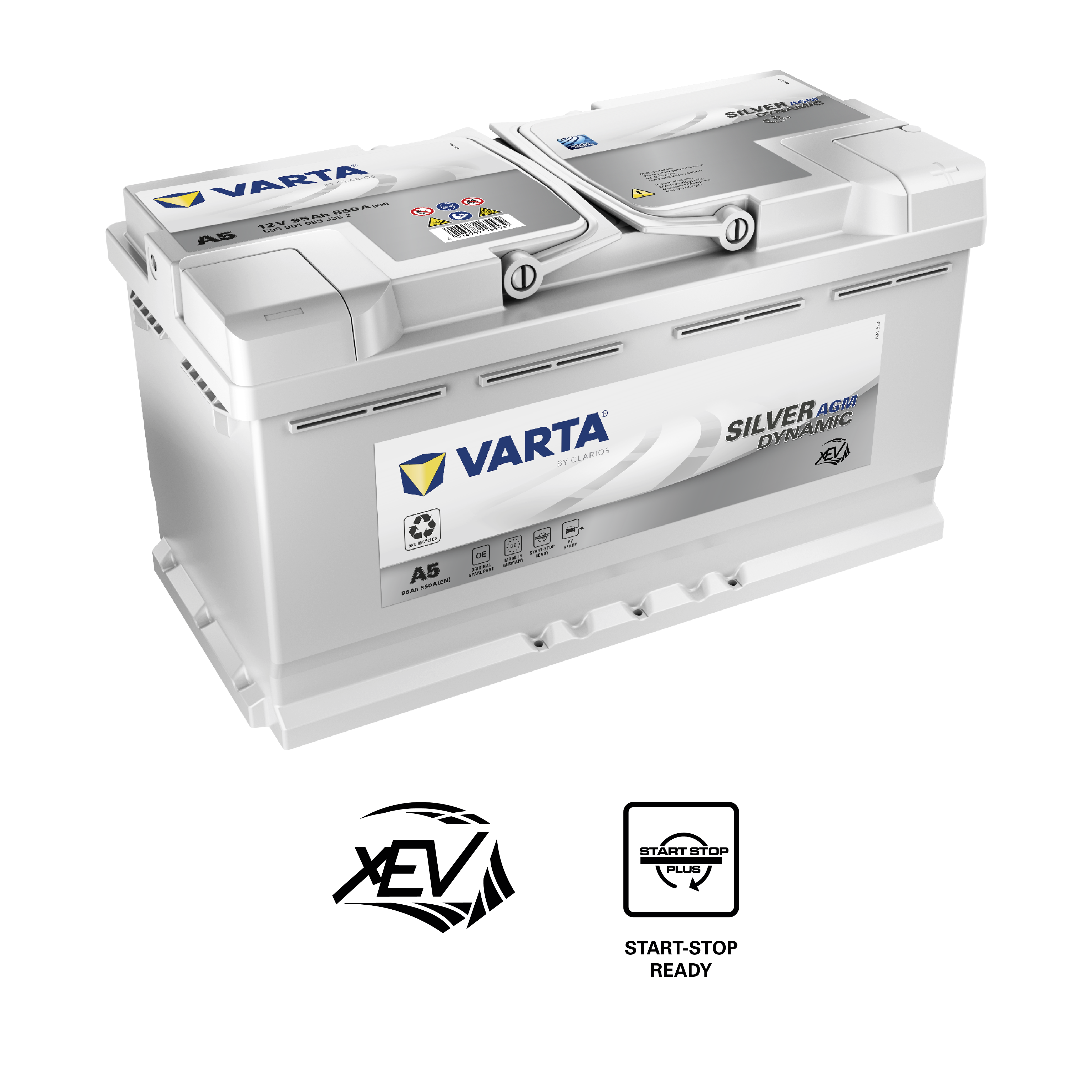 VARTA Silver Dynamic AGM Batteri 12V 95AH 850CCA (354x175x190/190mm) +höger A5