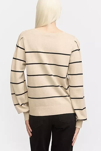 Soft Rebels - Analia Stripe Knit Feather Gray Melange