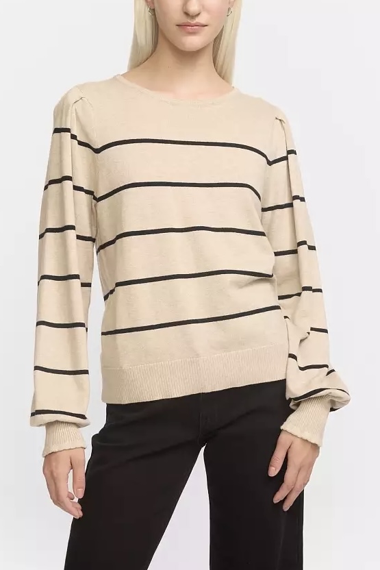 Soft Rebels - Analia Stripe Knit Feather Gray Melange