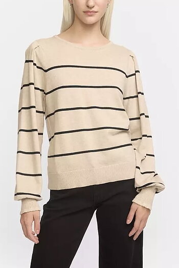 Soft Rebels - Analia Stripe Knit Feather Gray Melange