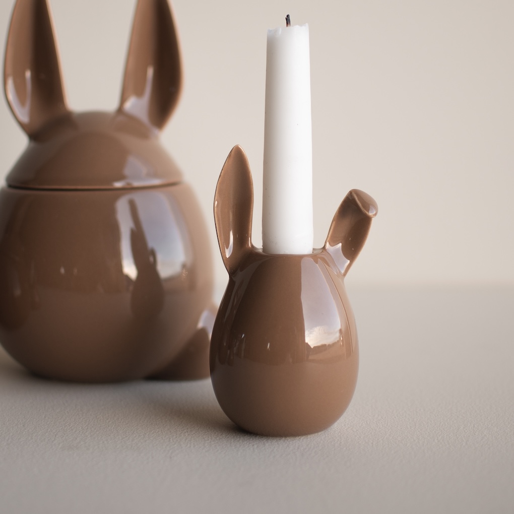 Rabbit Ljusstake - Shiny Nougat