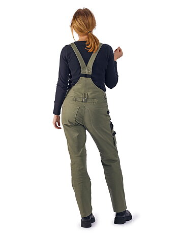 Dee Olive Worker Bib Pants - women’s carpenter trousers