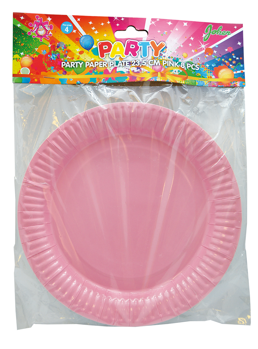Paperilautaset Vaaleanpunainen 23cm 8kpl - 2